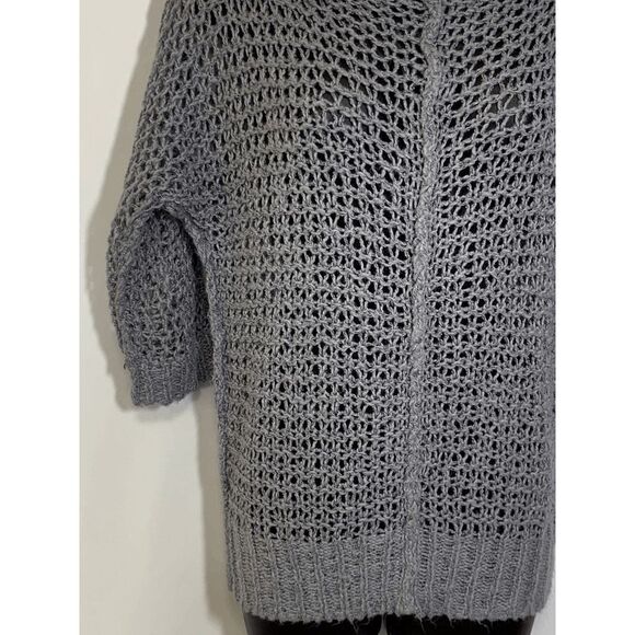 Decree Womens Sweater Scoop Neck Quarter Sleeve Open Knit Gray Small - Picture 7 of 8